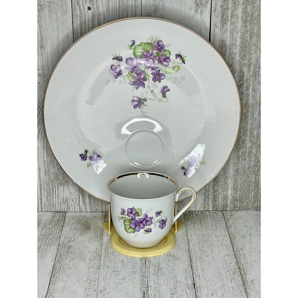Vintage Schumann Arzberg Violette Luncheon Plate and Teacup 3 Sets